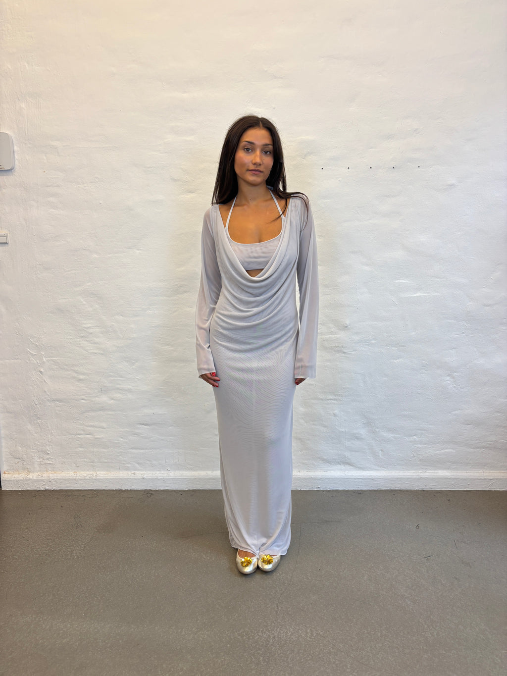 ALBA DRESS W BRA LIGHT GREY