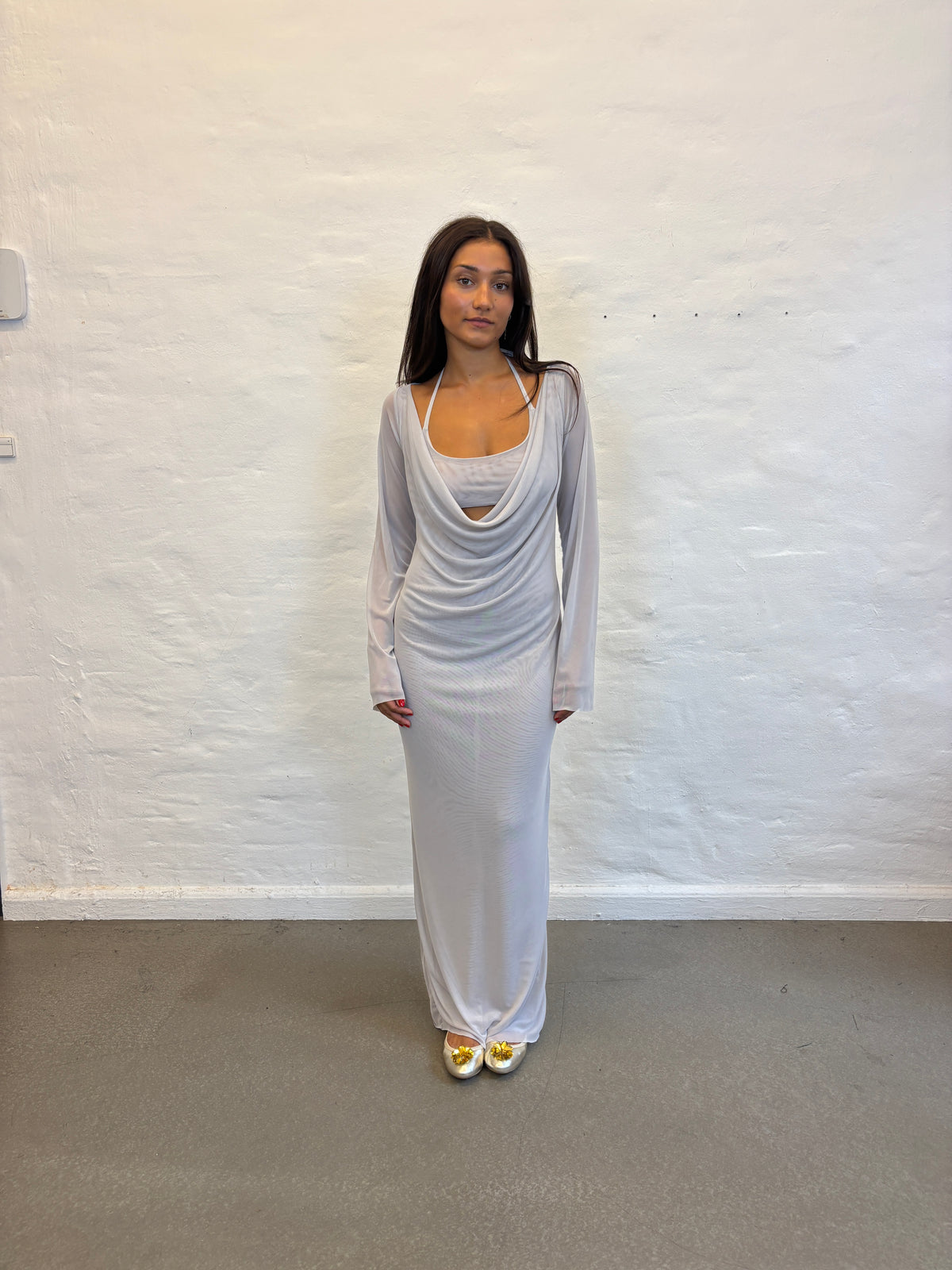 ALBA DRESS W BRA LIGHT GREY