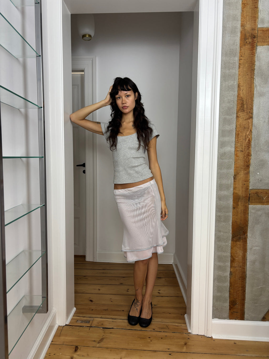 POLLY TEE GREY RIB
