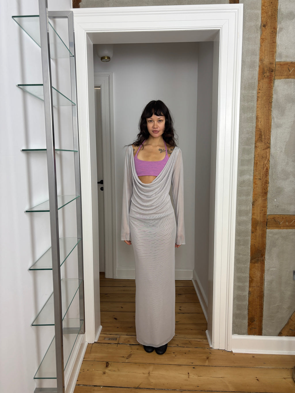 ALBA DRESS W BRA LIGHT GREY