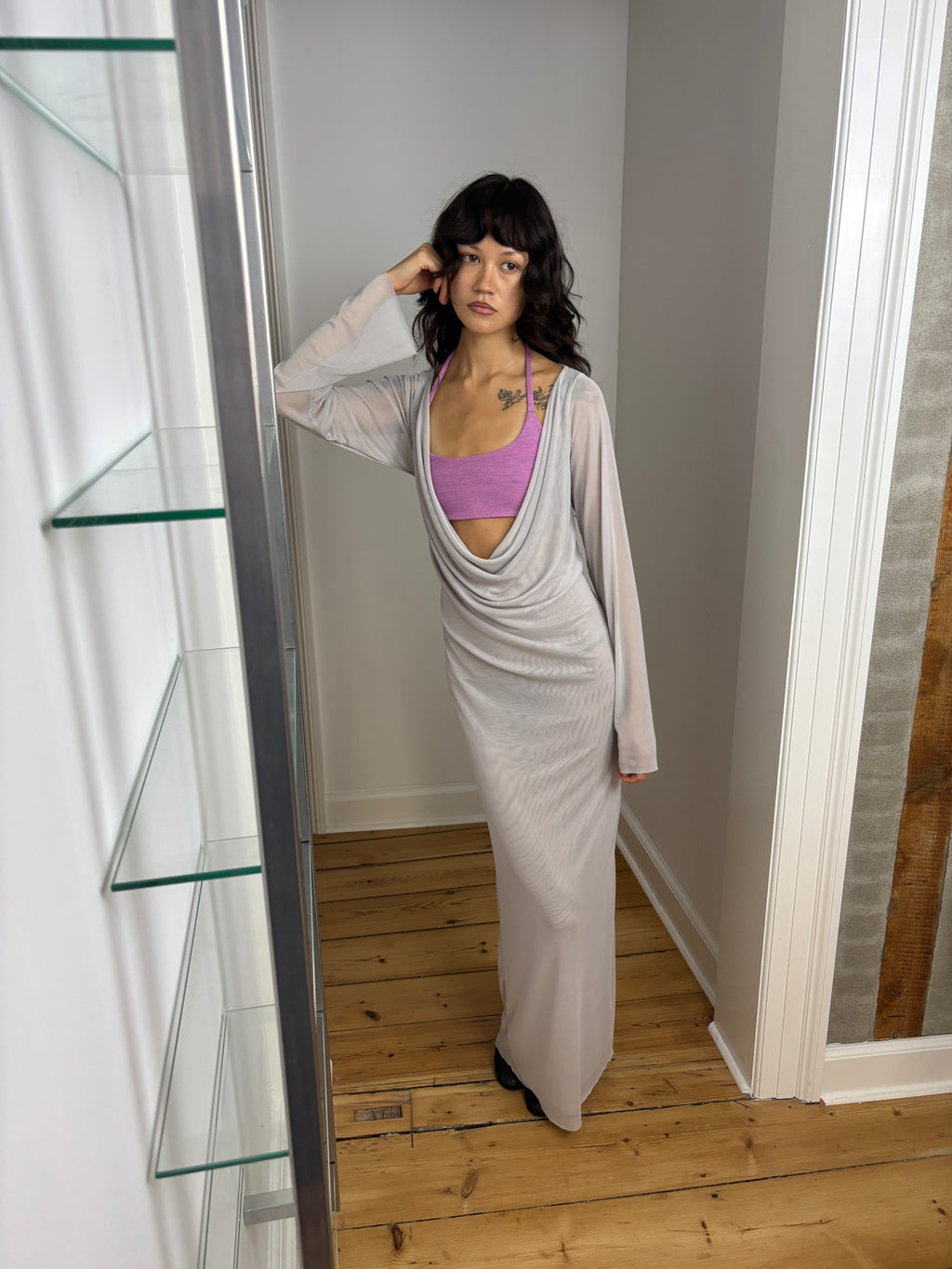 ALBA DRESS W BRA LIGHT GREY