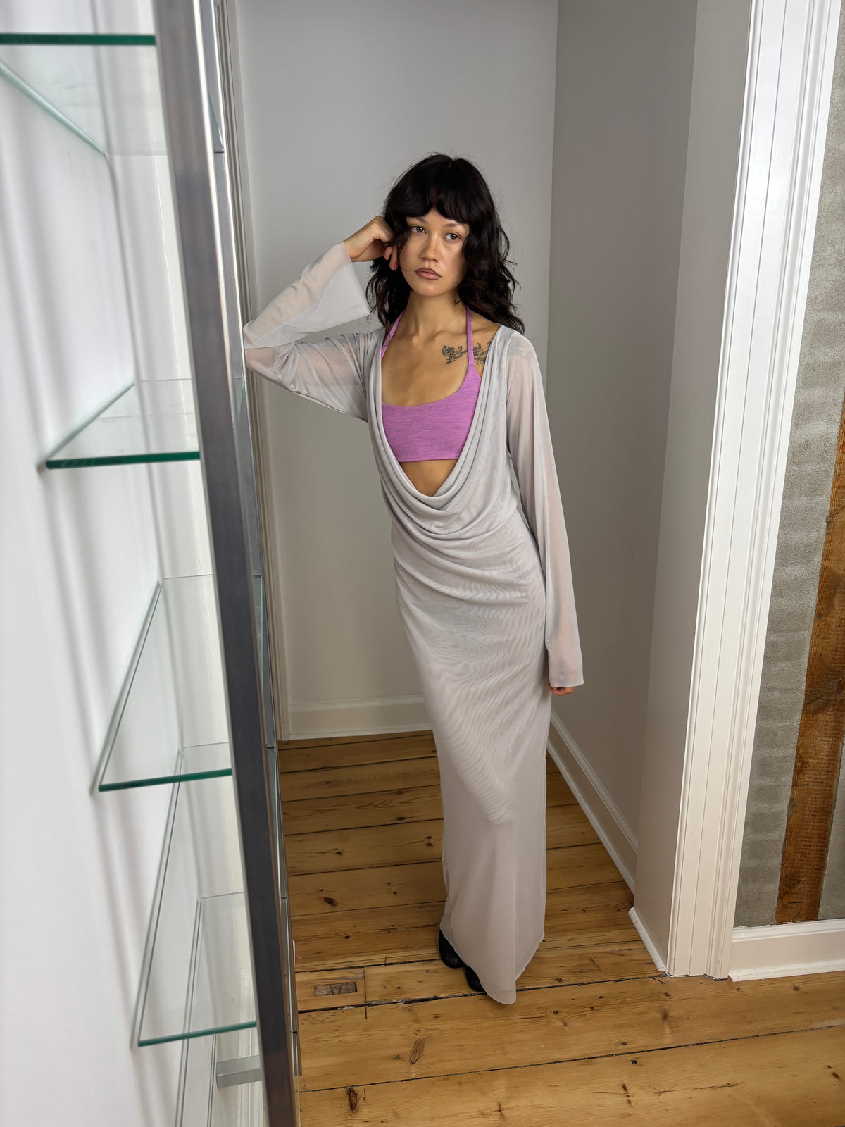 ALBA DRESS W BRA LIGHT GREY
