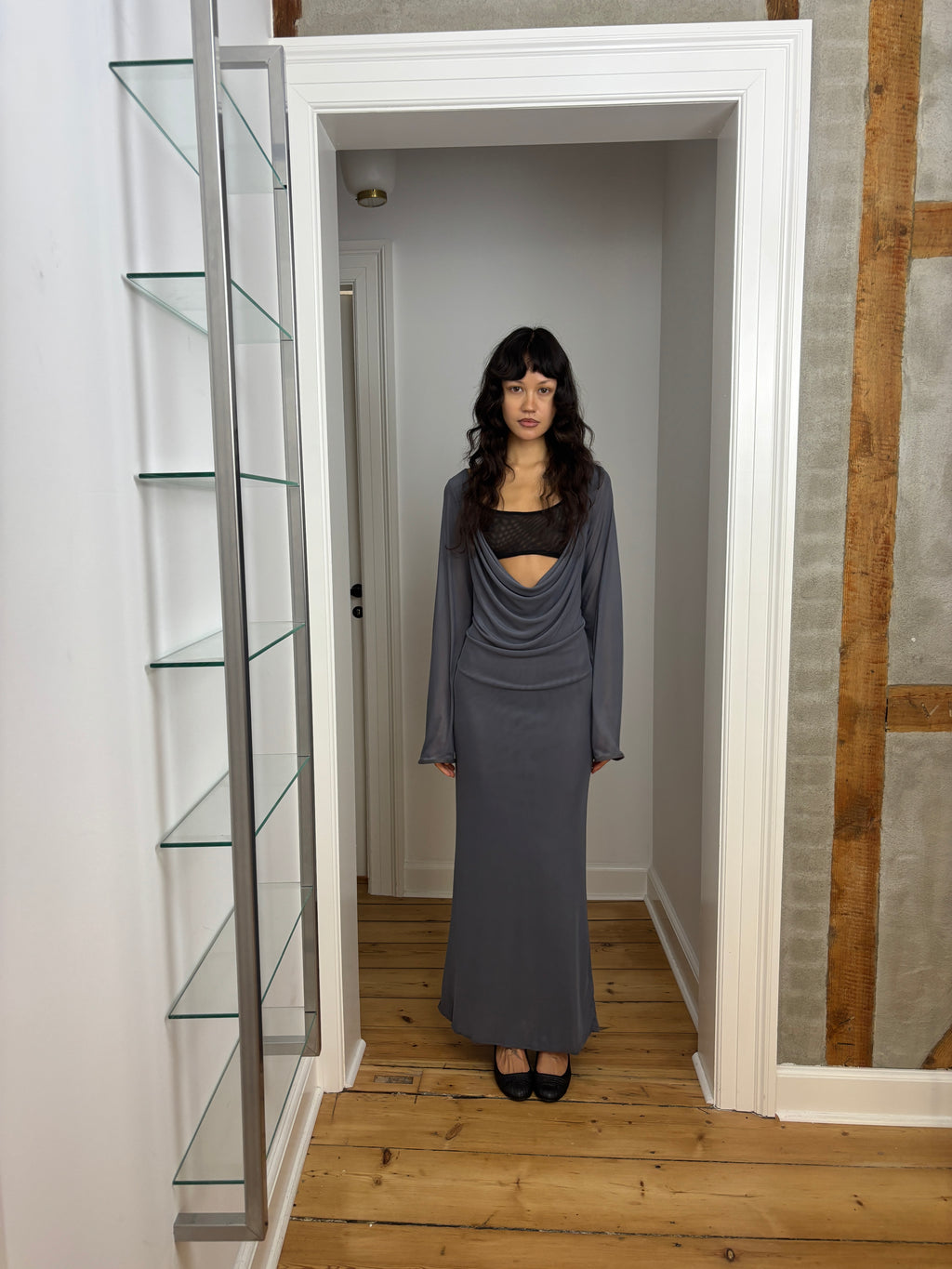 ALBA DRESS W BRA CHARCOAL