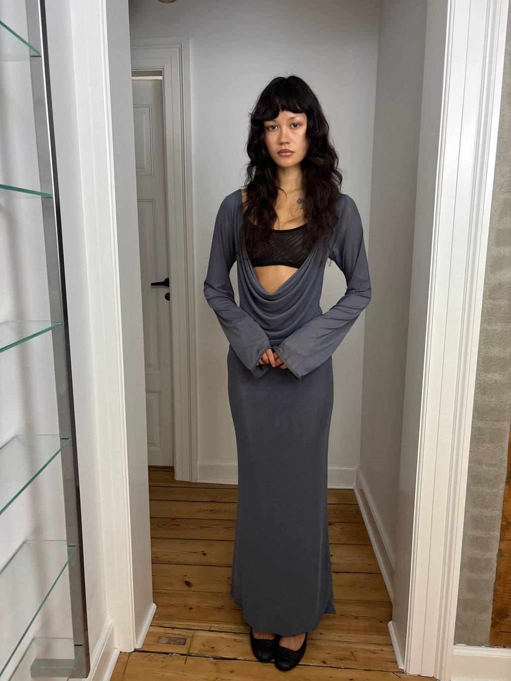 ALBA DRESS W BRA CHARCOAL
