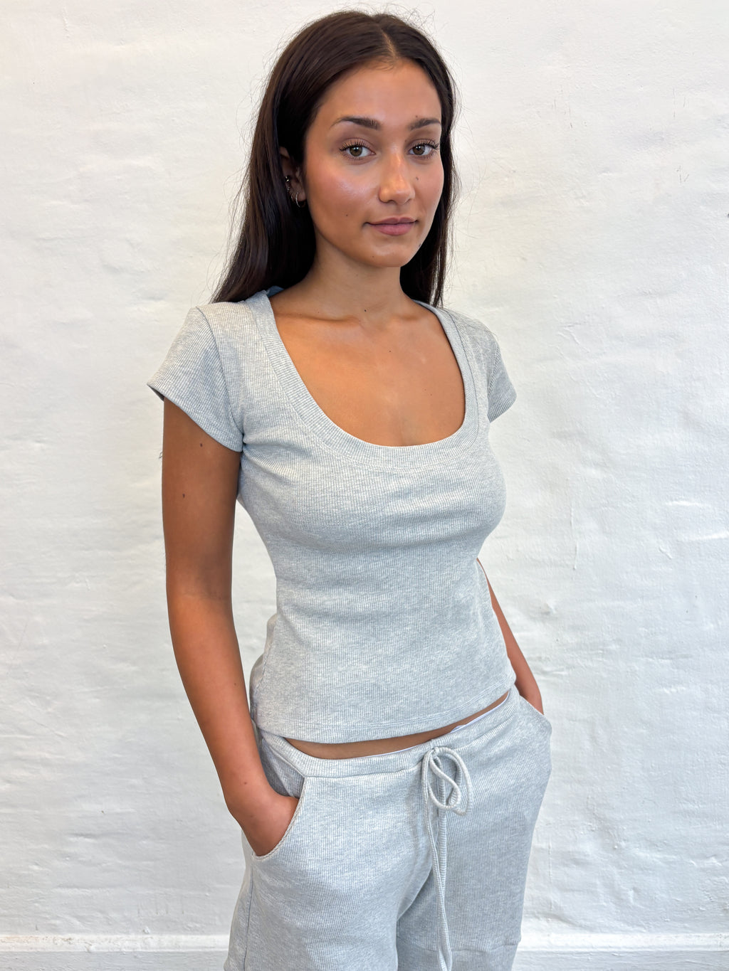 POLLY TEE GREY RIB