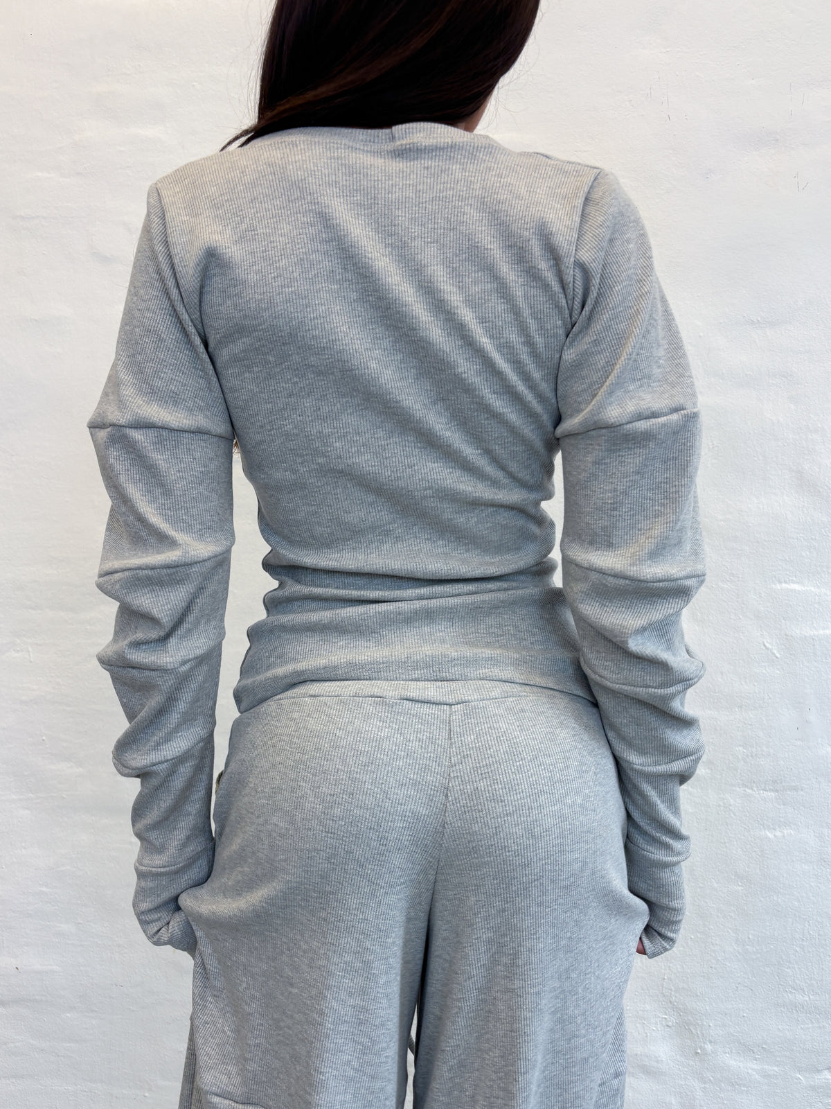 HUNNIE TOP GREY RIB