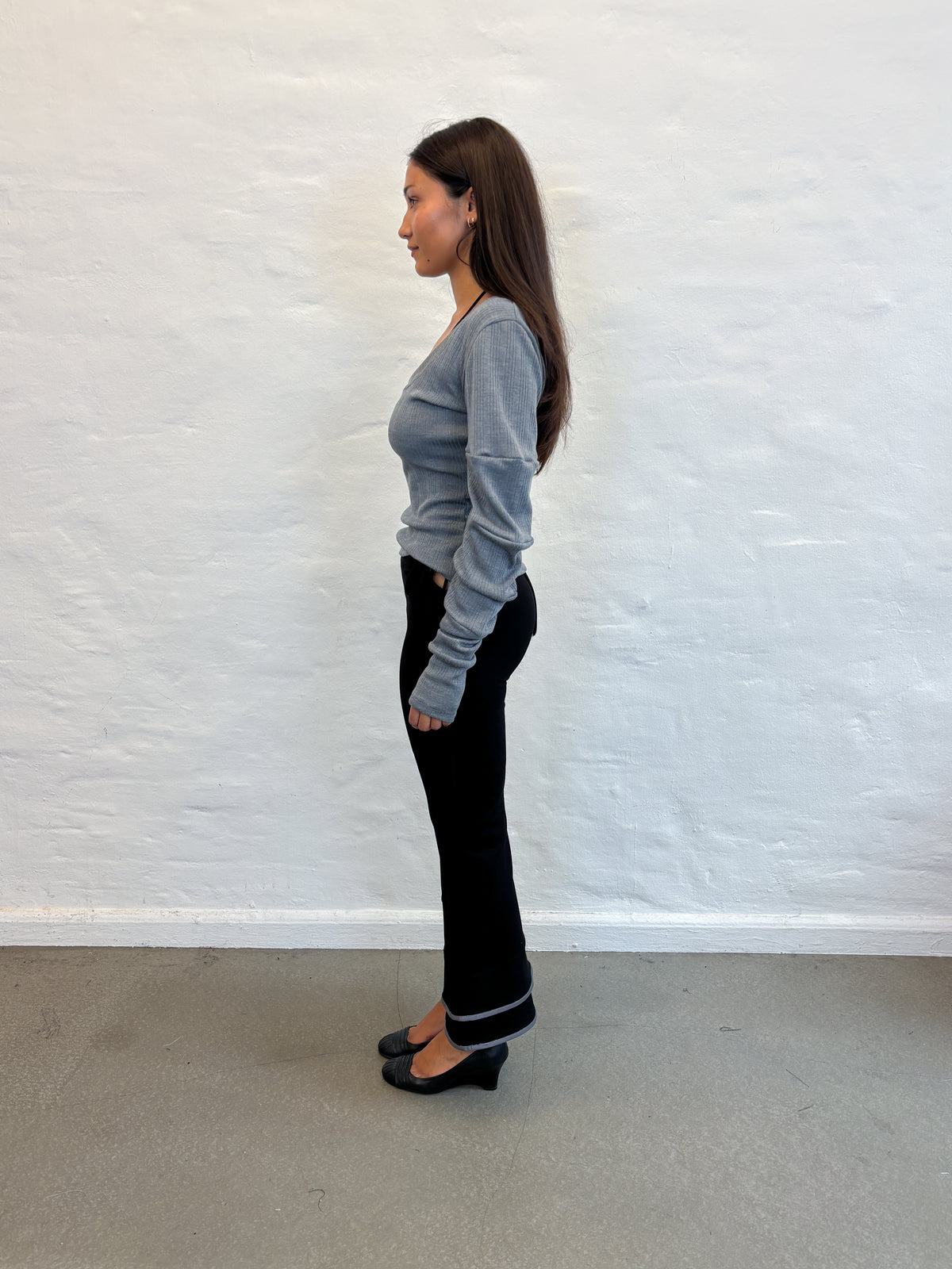 HUNNIE TOP GREY MERINO